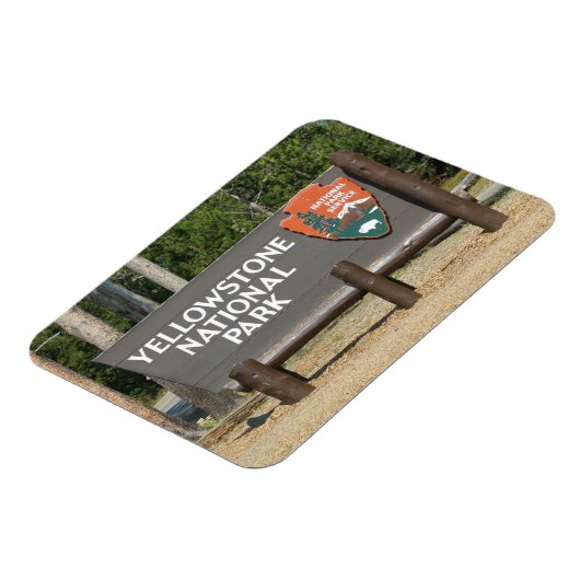 イエローストーン国立公園、サイン、ワイオミング、アメリカ。 マグネット (左側)