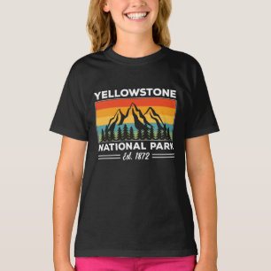 イエローストーン国立公園 ハイキング キャンピング レトロ Tシャツ