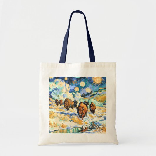 イエローストーン国立公園 ビゾン ヴィンテージ ヴァン・ゴッホ トートバッグ (正面)