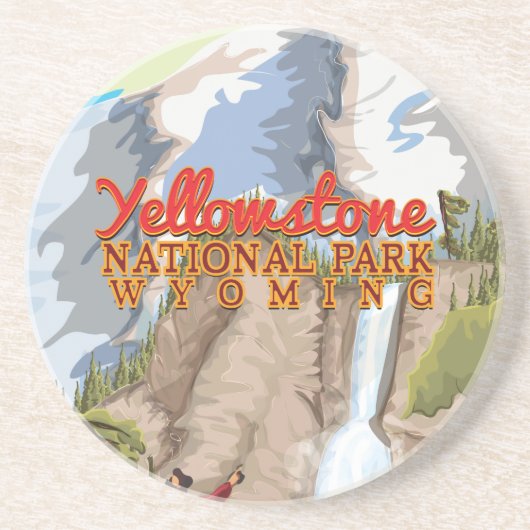 イエローストーン国立公園 ビンテージポスター コースター (正面)