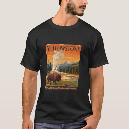イエローストーン国立公園 フロントプリント Tシャツ (正面)