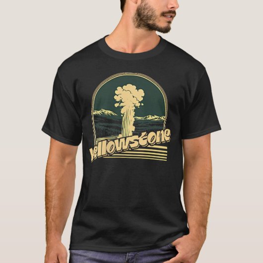 イエローストーン国立公園 レトロ (前面および Tシャツ (正面)