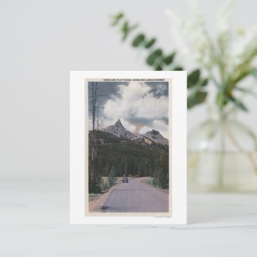 イエローストーン国立公園、ワイオミング州 - インデックス・ピークとパイロット・ピーク、クック ポストカード (スタンド正面)