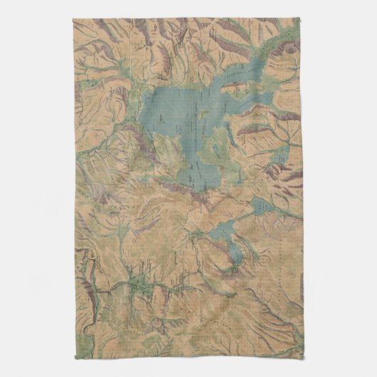 イエローストーン国立公園(1914年)のヴィンテージの地図 キッチンタオル (縦)