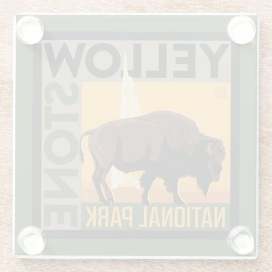 イエローストーン国立公園 | Buffalo ガラスコースター (裏面)