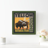 イエローストーン国立公園 | Buffalo スクエア壁時計 (ホーム)