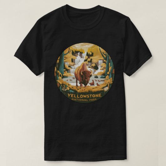 イエローストーン国立公園 Tシャツ (デザイン正面)