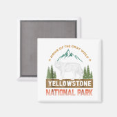 イエローストーン国立公園Tシャツウルフヴィンテージメンズ マグネット (正面/裏面)