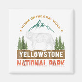 イエローストーン国立公園Tシャツウルフヴィンテージメンズ マグネット (正面)