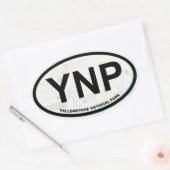 イエローストーン地図シール(黒文字) 楕円形シール (封筒)