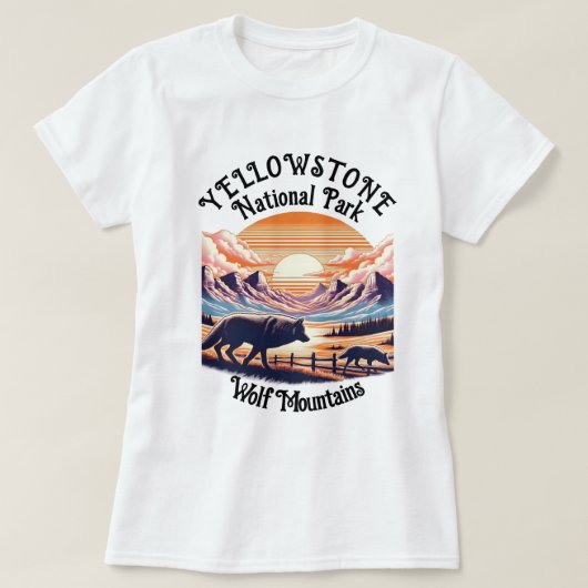 イエローストーン威厳のある国立公園のエンブレム Tシャツ (デザイン正面)