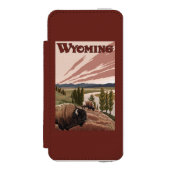 イエローストーン川のバイソンのヴィンテージ旅行ポスター INCIPIO iPhoneウォレットケース (フォリオ 正面)