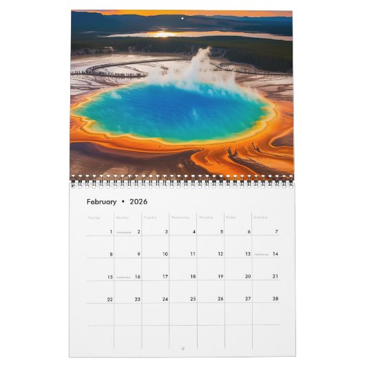 イエローストーン暦 カレンダー (2月 2026)