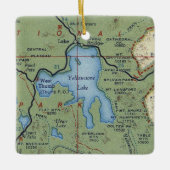 イエローストーン湖ヴィンテージの地図 セラミックオーナメント (正面)