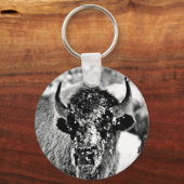 イエローストーン霜の降りたビソン キーホルダー (正面)