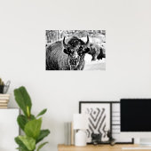 イエローストーン霜の降りたビソン ポスター (ホームオフィス)