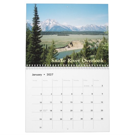 イエローストーン2015のカレンダーの壮大なTetons カレンダー (1月 2027)