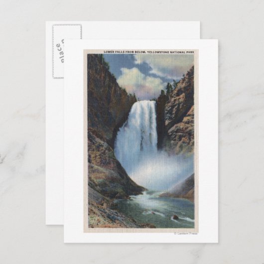 イエローストーン、ウィル滝の下から ポストカード (正面/裏面)