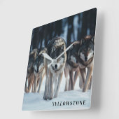 イエローストーン・ウォルフ スクエア壁時計 (傾斜)