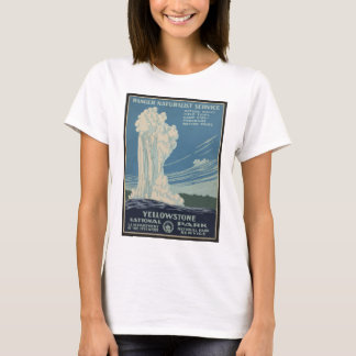 イエローストーン・オールド・フェイスフル公園ビンテージポスター Tシャツ