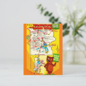 イエローストーン & テトン公園 イラストマップ ポストカード (スタンド正面)