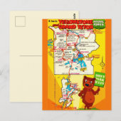 イエローストーン & テトン公園 イラストマップ ポストカード (正面/裏面)