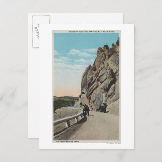 イエローストーン, ワイオミング州 - 観光客, 古い車, 近郊 ポストカード (正面/裏面)