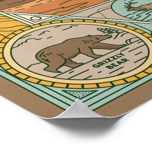 イエローストーン・ヴィンテージの野生生物のポスター ポスター (角)