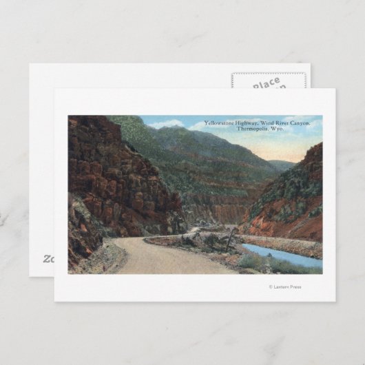 イエローストーン、WY -イエローストーン高速道路と風2 ポストカード (正面/裏面)