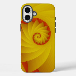 イエロースパイラル抽象芸術電話ケース iPhone 16 PLUSケース