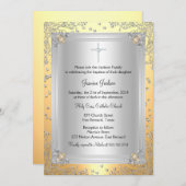 イエロースパークルジュエルバプテスマ/《キリスト教》洗礼式や命名式招待状 招待状 (正面/裏面)