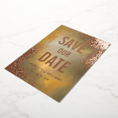 イエロースパークル ホンブレ 写真オーバーレイ セーブ・ザ・デート 箔招待状 (回転した状態)