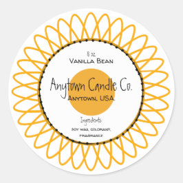 イエロースピロ花蝋燭瓶ラベル ラウンドシール