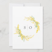 イエロースプリング ミモザ ワトル フラワーズ シック ウェディング 招待状 (裏面)