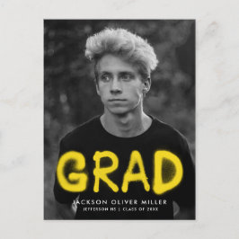 イエロースプレイ絵を描トフォト卒業パーティー インビテーションポストカード