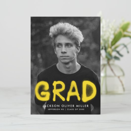 イエロースプレイ絵を描トフォト卒業パーティー 招待状 (スタンド正面)