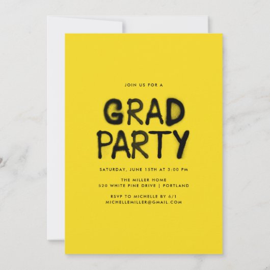 イエロースプレイ絵を描トフォト卒業パーティー 招待状 (裏面)