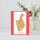 イエロースポッテッドヘン葉書 ポストカード (スタンド正面)