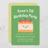 イエロースポンジケーキ誕生日パーティー 招待状 (正面/裏面)