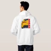 イエロースポーツカーフード付きスウェットシャツ パーカ (裏面フル)