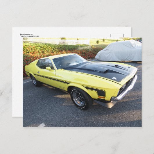 イエロースポーツカー ポストカード (正面/裏面)
