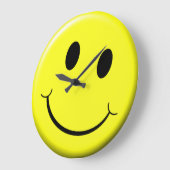 イエロースマイル顔絵文字ハッピー顔 ラージ壁時計 (傾斜)