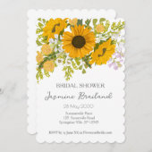 イエロースモダンマーフラワーズブーケブライダルシャワー 招待状 (正面/裏面)