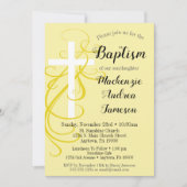 イエロースワールクロスバプテスマ招待状ガールボーイ 招待状 (正面)