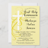 イエロースワールファーストホーリーコミュニオン招待状 招待状 (正面)