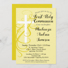 イエロースワールファーストホーリーコミュニオン招待状 招待状