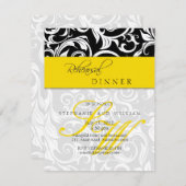 イエロースワールモノグラムリハーサルディナーカード 招待状 (正面/裏面)