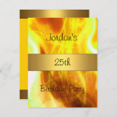 イエロースワール金ゴールド25th誕生日パーティー 招待状 (正面/裏面)