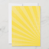 イエロースーパーヘロス漫画ブックスタイルバースデーパーティー 招待状 (裏面)