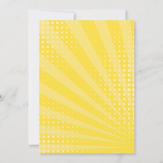 イエロースーパーヘロス漫画ブックスタイルバースデーパーティー 招待状 (裏面)